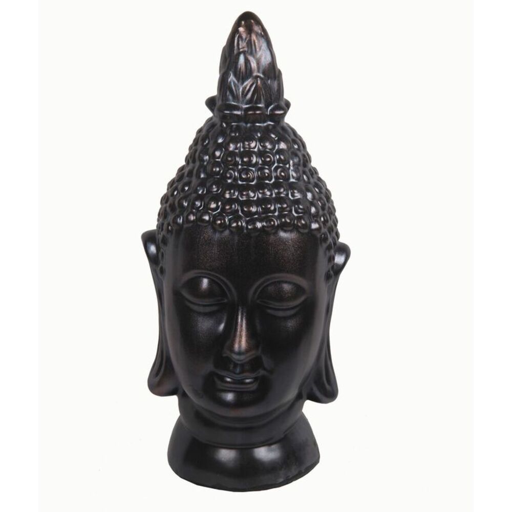 Antique Bronze Ceramic Buddha Head Statue 25 Inches Tall